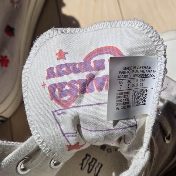 Converse Chuck 70 High Desert Sand Egret Floral Embroidary Size 7 - Picture 9 of 9